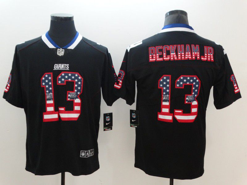 Men New York Giants 13 Beckham jr Nike USA Flag Fashion Black Color Rush Limited NFL Jerseys